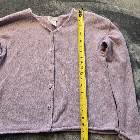 Christopher And Banks Liliac Full Button Rolled Hem Sweater Size Medium - Picture 6 of 9